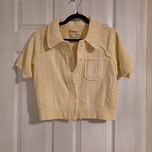Free People Light Yellow Kids Button Down Shirt